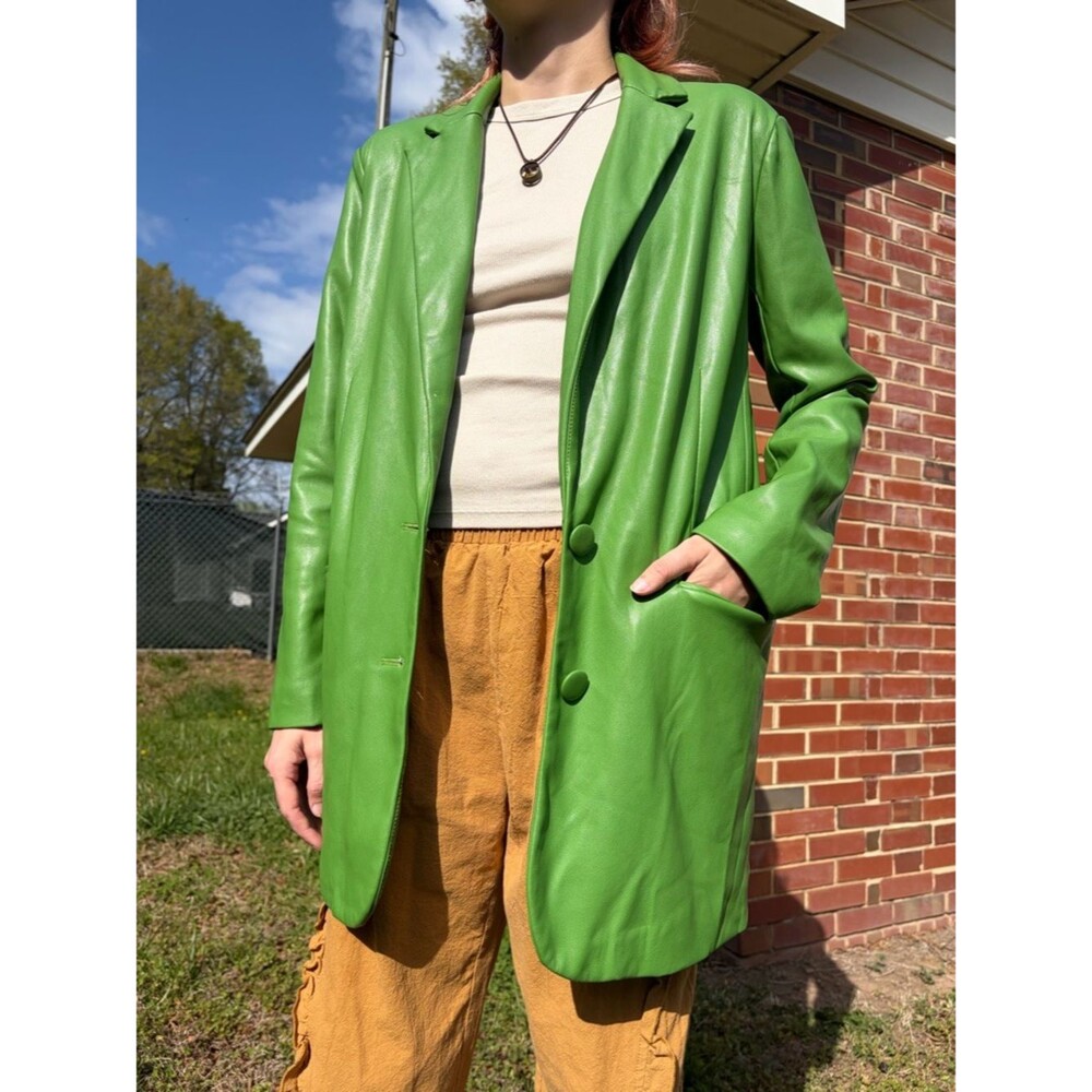 Jakke Spring Green Luxury Vegan Leather Blazer